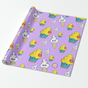 Presente Cupcake Kawaii e Sorvete de papel de enrolamento