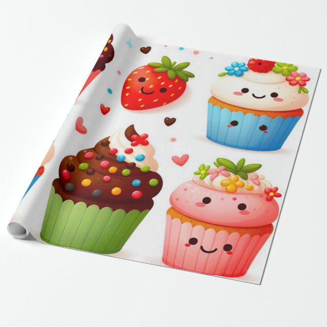 Presente Cupcakes Papel de enrolamento (Desenrolado)