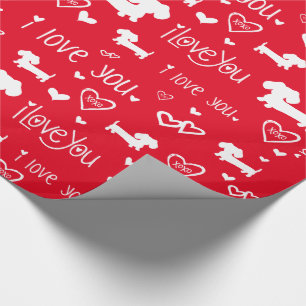 Presente Dachshund Wiener Dog Corações Adoram Papel de Pres
