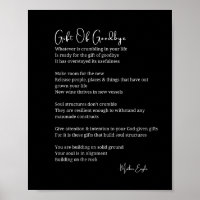 Presente de adeus deixe o poema poster preto arte