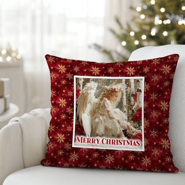 Presente de Almofada de Natal Vitoriana Anjo Aconc (Hushed Cozy Angel Victorian Christmas Pillow Gift)