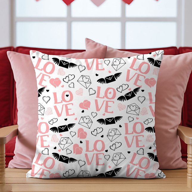 Presente de Almofada Eu Amo Você Desenho de Coraçã (I Love You Gift Pillow Romantic Heart Sketch Design)