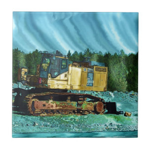 Presente de Arte Terrestre Escavadora Amarela