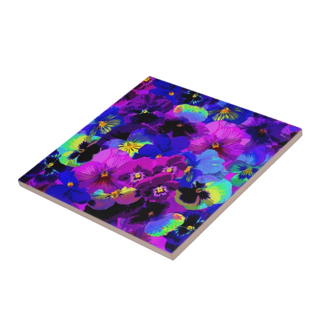 Presente de Azulejo cerâmico Pansy Flowers (Lateral)