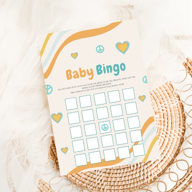 Presente de Bingo para Chá de Bebê Groovy Cartão d (Criador carregado)