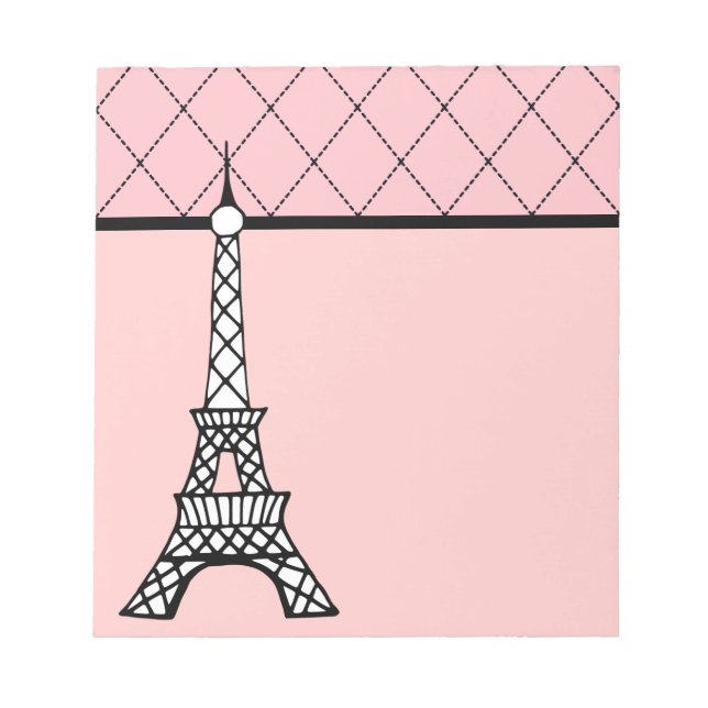 Presente de Bloco de Notas Rosa Torre Eiffel Paris (Frente)