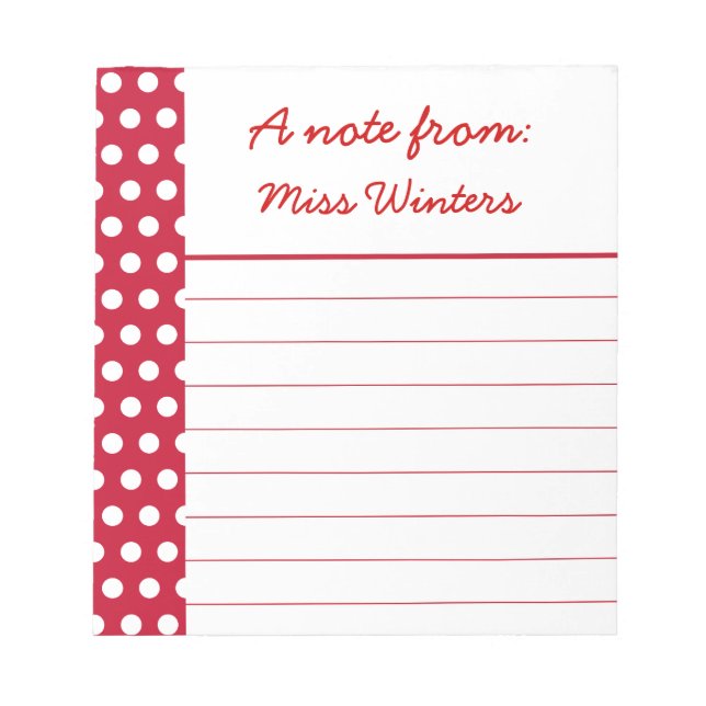 Presente de Bloco de Notas Vermelho com Pontos do  (Frente)