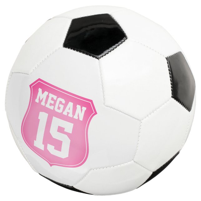 Presente de bola de futebol rosa personalizada par (Três quartos)