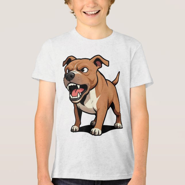 Presente de cachorro Pitbull Marrom Zangado Cartoo (Frente)