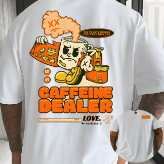 Presente de camiseta gráfica caneca de café desenh