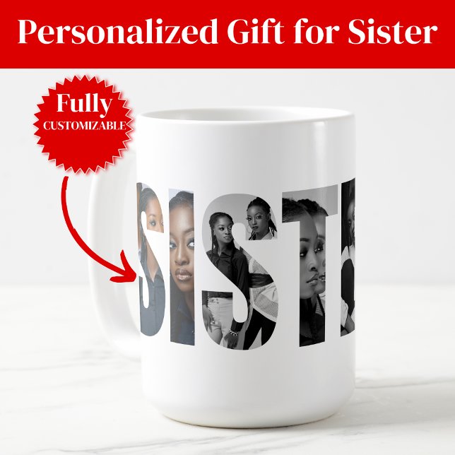 Presente de Caneca de Café com Colagem de Fotos de (Sisters Photo Collage Coffee Mug Gift)