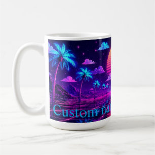 Presente de Caneca de Café da Manhã Neon Synthwave