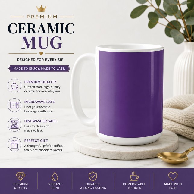 Presente de Caneca de Café Minimalista Purple Love (Criador carregado)