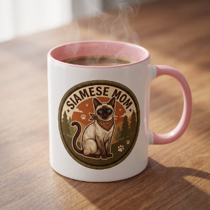 Presente de Caneca para Mãe de Gato Siamês