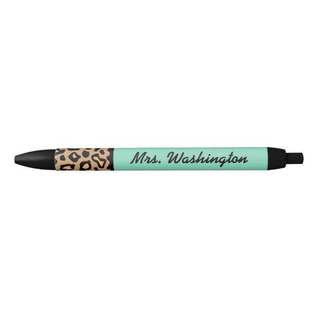 Presente de Caneta do Gabinete Turquoise Leopard (Frente)