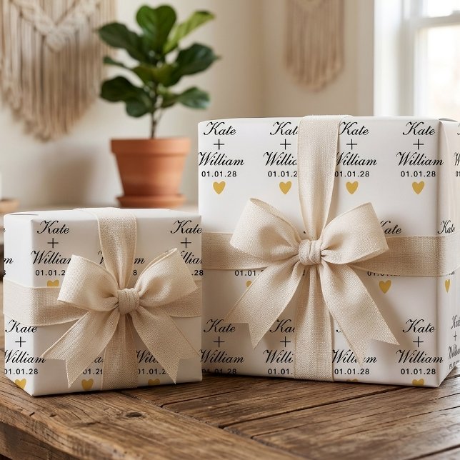 Presente de Casamento | Papel de Presente Personal (Custom Wedding Names Pattern wrapping paper Gift for Wedding Guest)