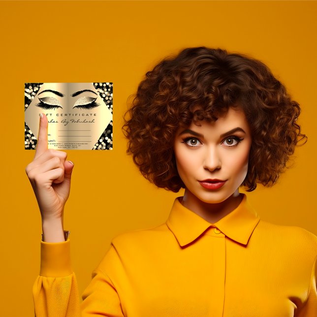 Presente de Certificado de Confetti Dourado de Ati (Lashes Makeup Gold Confetti Certificate Gift)