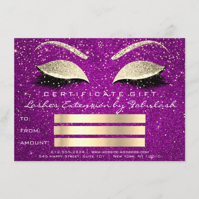 Presente de Certificado de Maquiagem Rosa Magenta  (Frente)