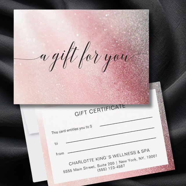 presente de CERTIFICADO EMPRESARIAL GLITTER para v (GLITTER BUSINESS CERTIFICATE gift for you pink silver)
