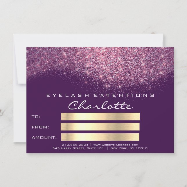 Presente de Certificado Rosa Púrpura de Glitter Co (Frente)