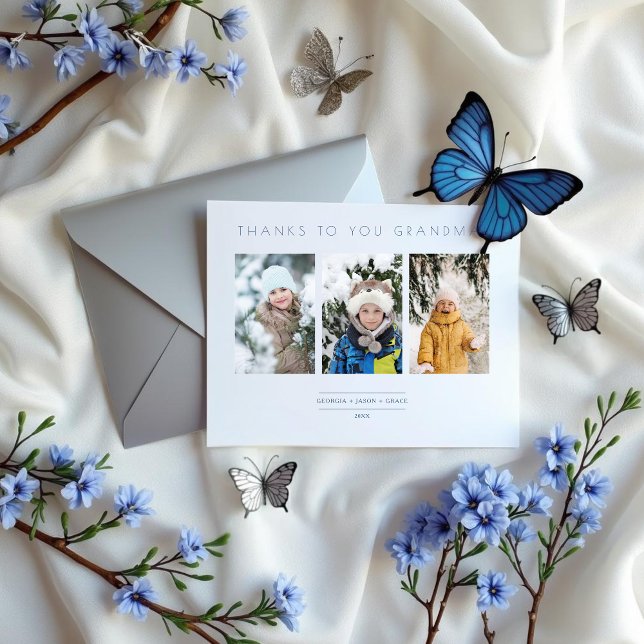 Presente de Colagem de 3 Fotos Minimalista para Fa (Family Minimalist 3 Photos Collage Keepsake Cards.)