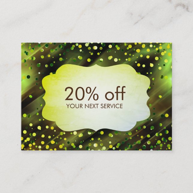 Presente de Desconto de Confetti Green Coupon Card (Frente)