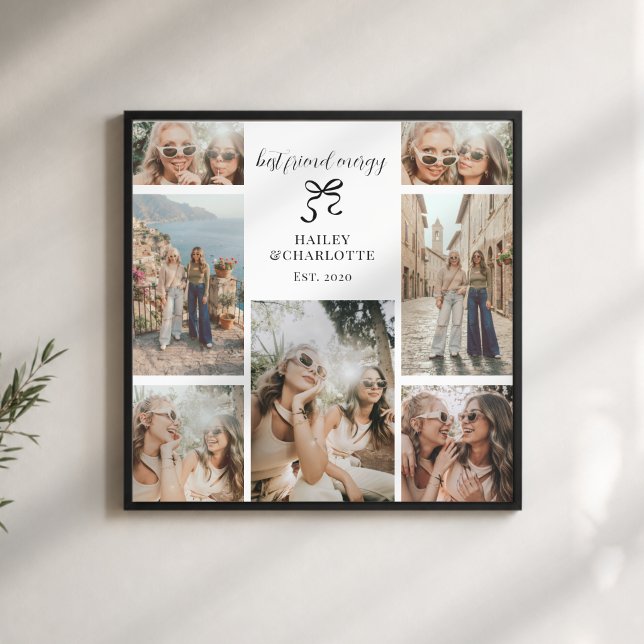 Presente de Foto de Melhores Amigas Modernas BFF M (modern 7 photo collage wall art print for best friend gift from bff for besties girls bachelorette)