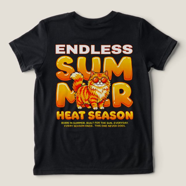 Presente de Gato de Verão – Camiseta Retro da Temp (Verso do Design )