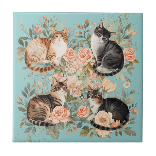 Presente de Gato Vintage com Estilo Botânico Cotta (Frente)