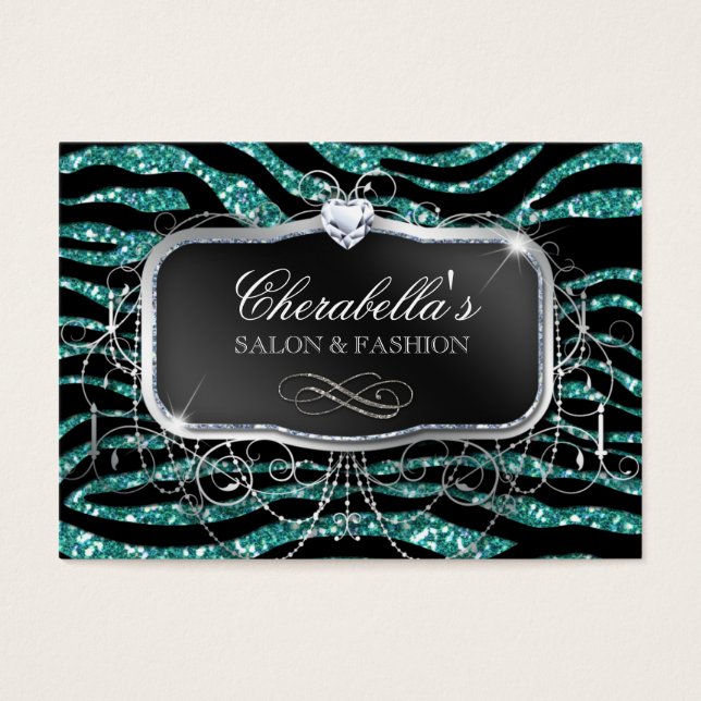 Presente de moda Salão Zebra Glitter Silver Teal (Frente)
