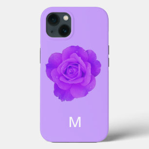 Presente de Monograma de Rosa Floral Violeta Elega