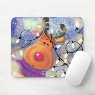 Presente de Mouse Pad com Rena de Natal