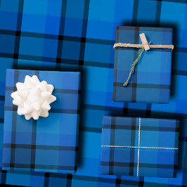 Presente de Natal azul marinho xadrez clássico