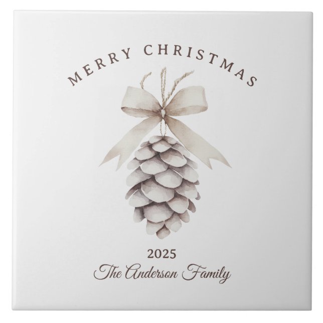 presente de Natal de pinecone branco creme persona (Frente)