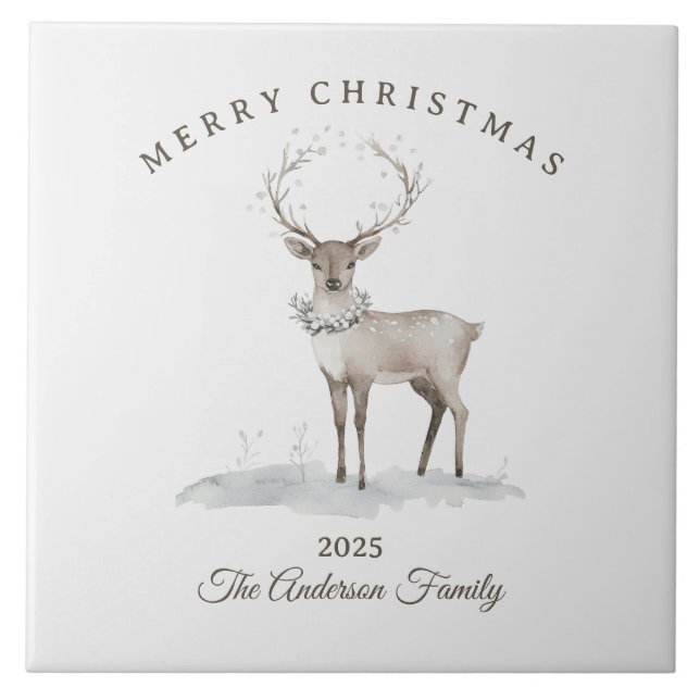 Presente de Natal de rena branco creme personaliza (Frente)