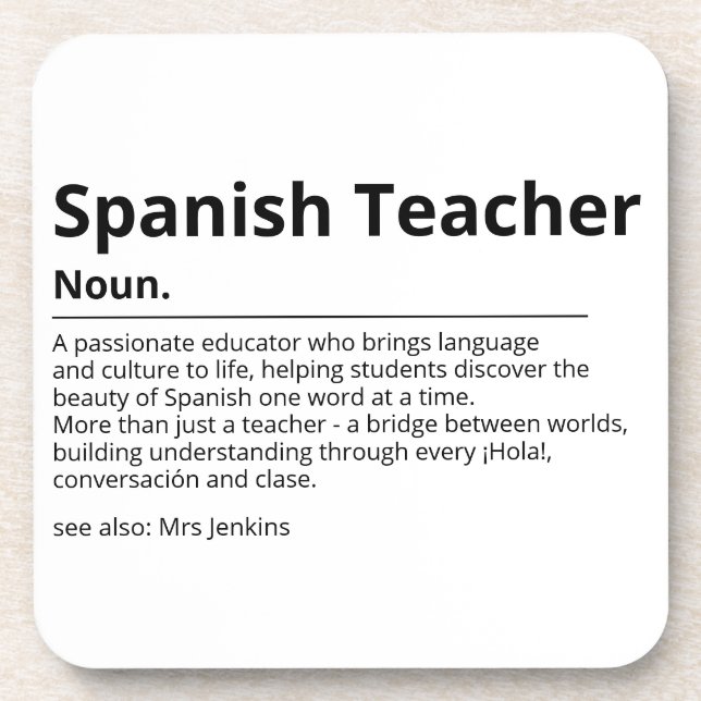 Presente de Porta copos de Professores Espanhol |  (Frente)