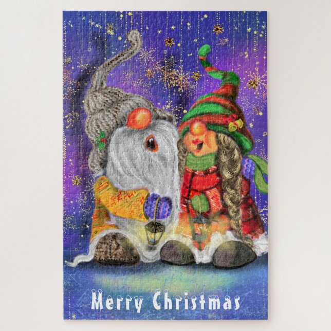 Presente de Quebra-cabeça de Natal com a Família d (Vertical)