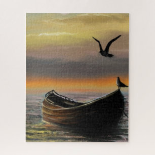 Presente de Quebra-cabeça do Mar Sunset Boat e do 