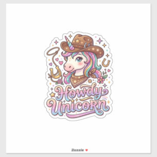 Presente de Unicórnio Howdy Unicórnio Adesivo e Ca