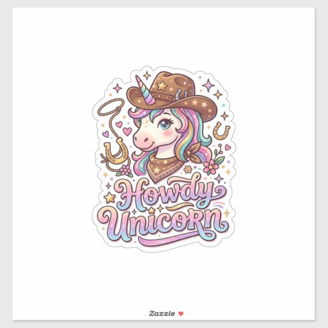 Presente de Unicórnio Howdy Unicórnio Adesivo e Ca (Folha)