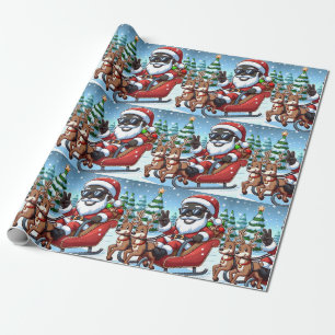 Presente Decorações de Natal de Papais noeis Pretos - Papel