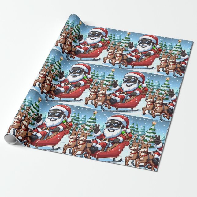 Presente Decorações de Natal de Papais noeis Pretos - Papel (Desenrolado)