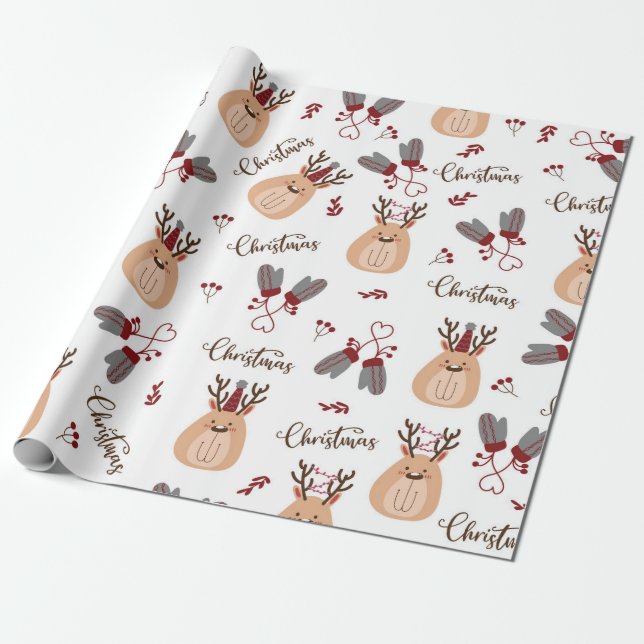 Presente Deer Oferece Papel De Moldagem De Natal Apresenta (Desenrolado)