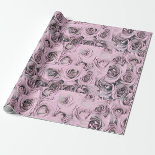 Presente Desenho do papel de enrolamento das rosas cor-de-r