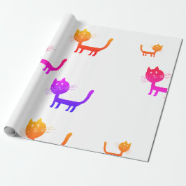 Presente Desenhos Coloridos de Arte de Gato Papel de Enrola