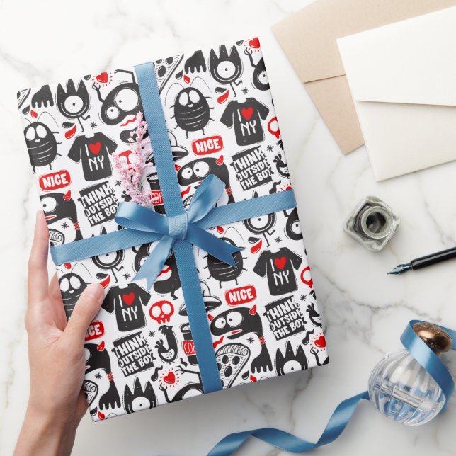 Presente Desenhos de Monstros de Quadrinhos - Papel de Embr (Presentear)