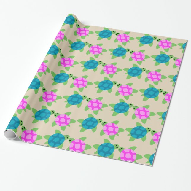 Presente Design De Aquecimento De Tartarugas - Papel De Env (Desenrolado)