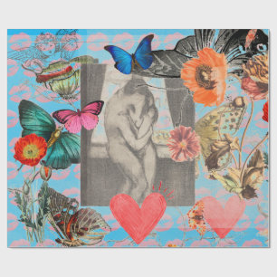 Presente Dia de os namorados de colagem de papel de embrulh