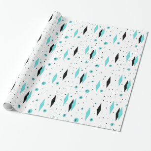 Presente Diamantes retros e papel de envolvimento de