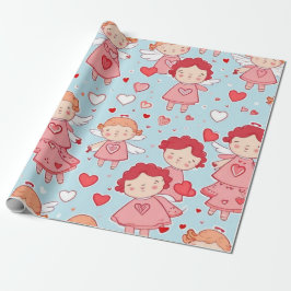 Presente Dias de os namorados anjos e corações Papel de enr